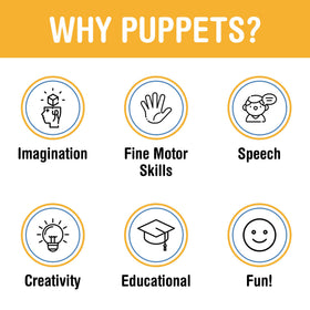 Silly Puppets Tommy removable clothes simplify outfit changes for performances.