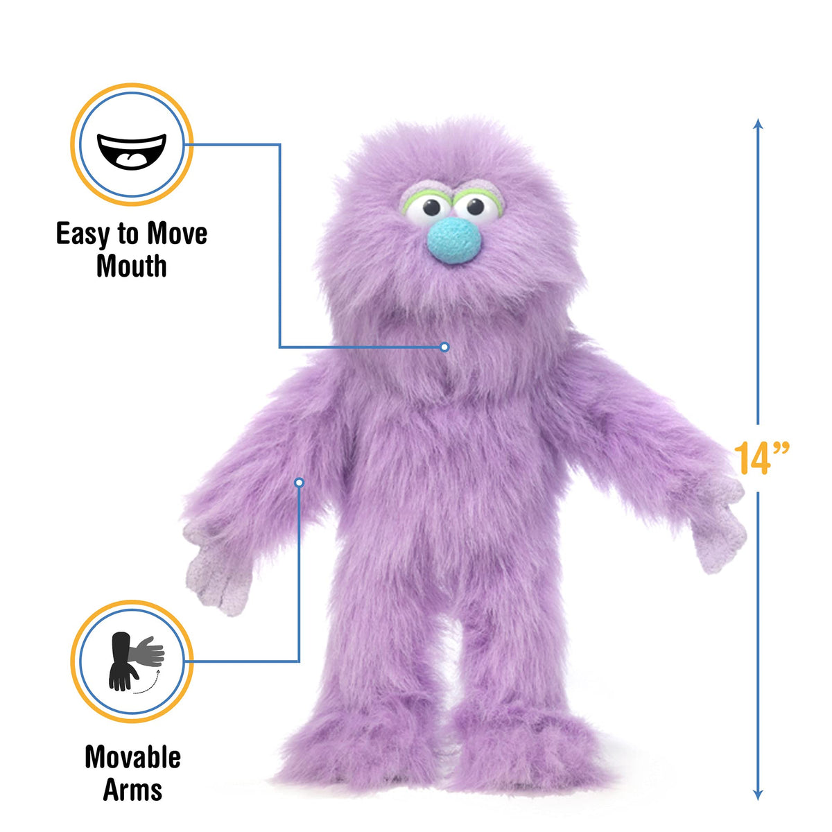 Silly Puppets bright furry monster face inspires cheerful role-play for kids