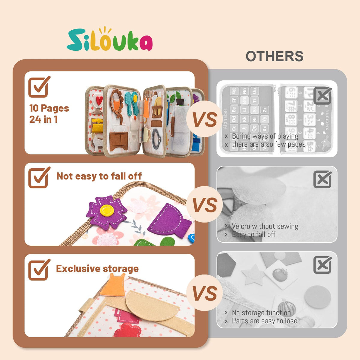 Silouka Montessori Busy Book shape sorting activity
