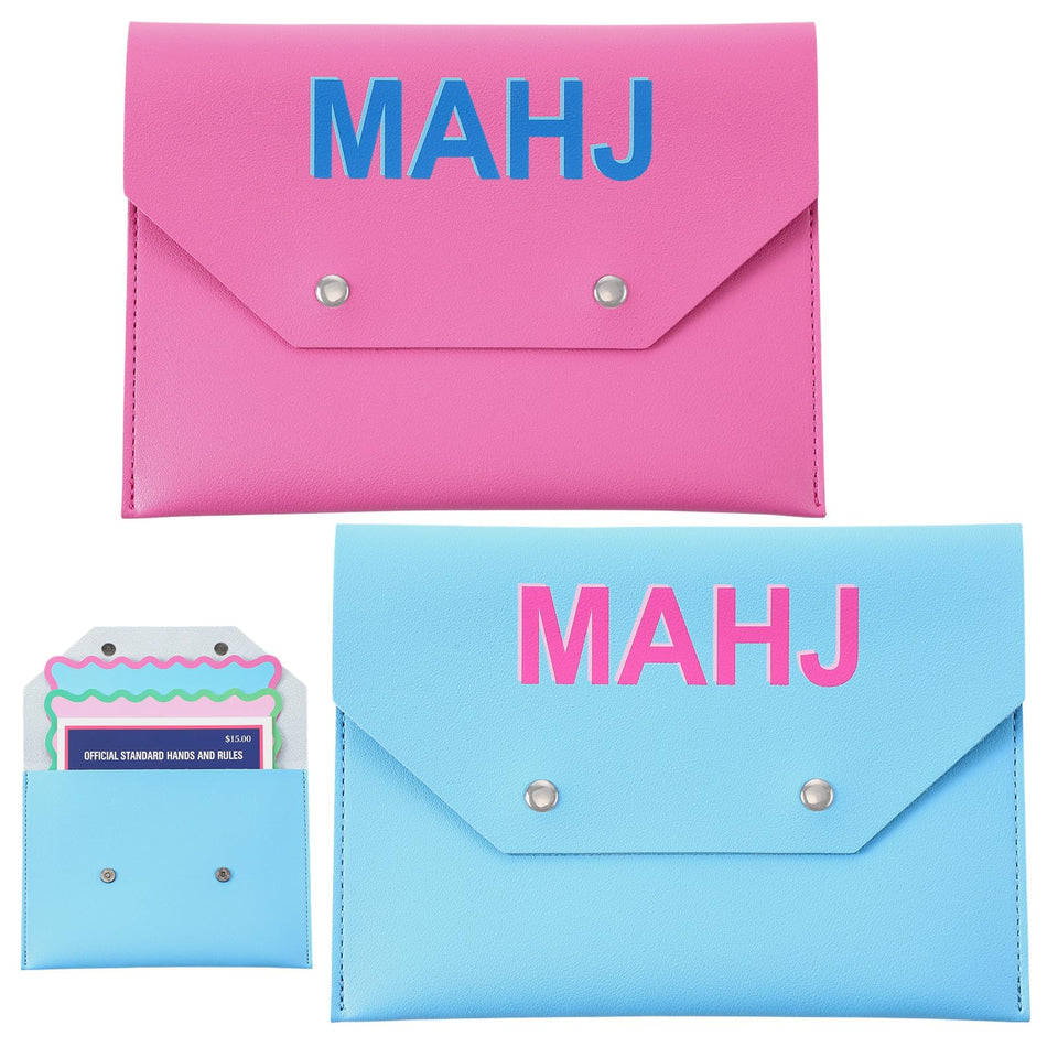 SilTriangle 2 leather Mahjong card clutch closed, compact travel storage for cards.