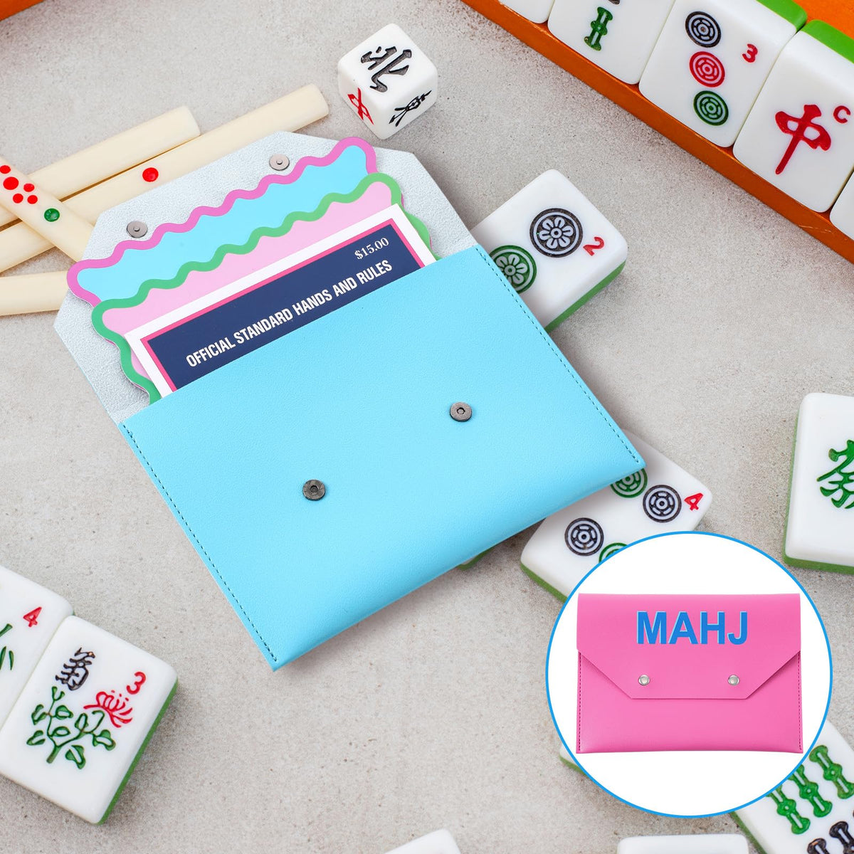 SilTriangle portable mahjong accessory, lightweight clutch fits cards on the go.
