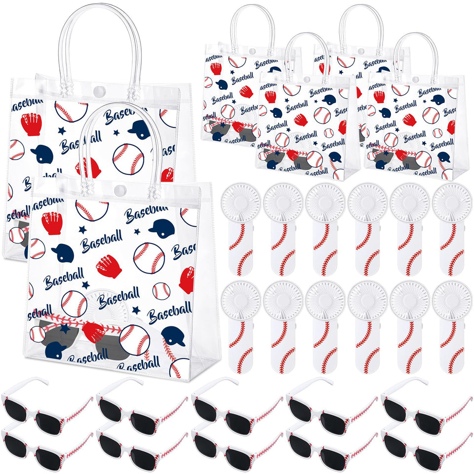 SilTriangle baseball party favors collection with cohesive red and blue design for easy party styling