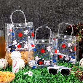 SilTriangle PVC gift bags with baseball motifs for treats and keepsakes
