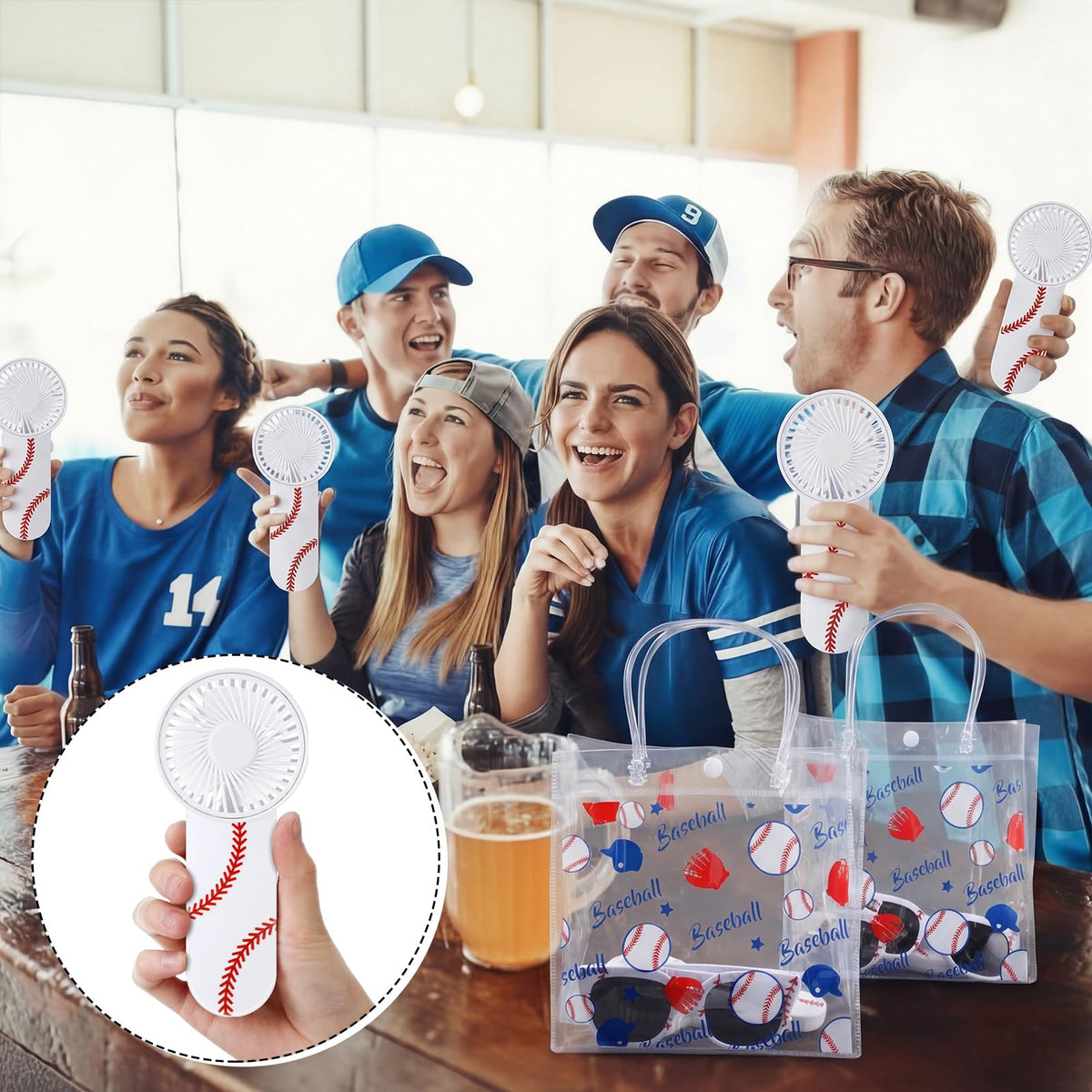 Game-day setup using SilTriangle baseball-themed favors for photos and gifts