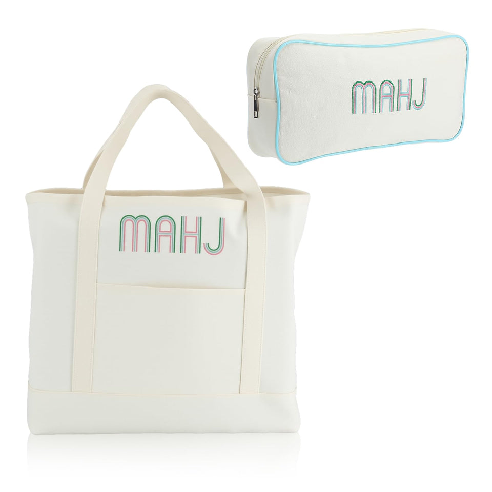 SilTriangle mahjong tote pair in durable canvas for easy tile transport.