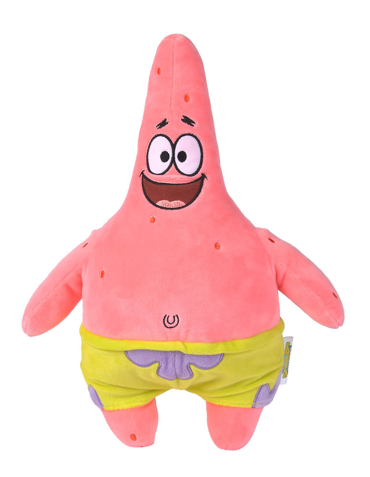 Simba Patrick Star plush side view, durable stitching for everyday adventures.