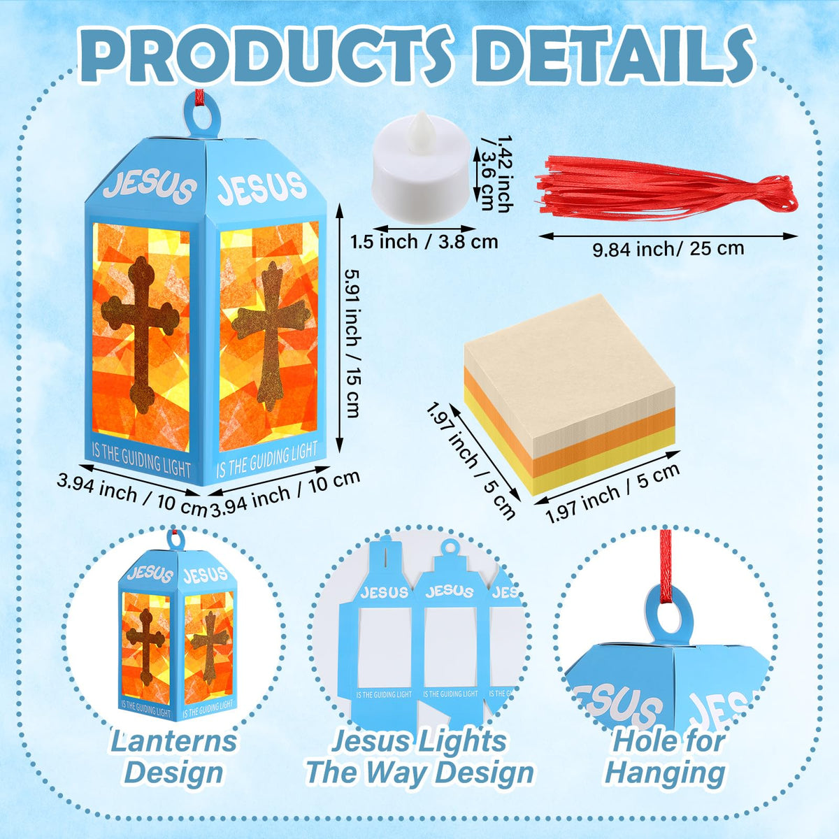 Simgoing 12-cross lanterns with LED candles illuminate classroom or church decor softly.