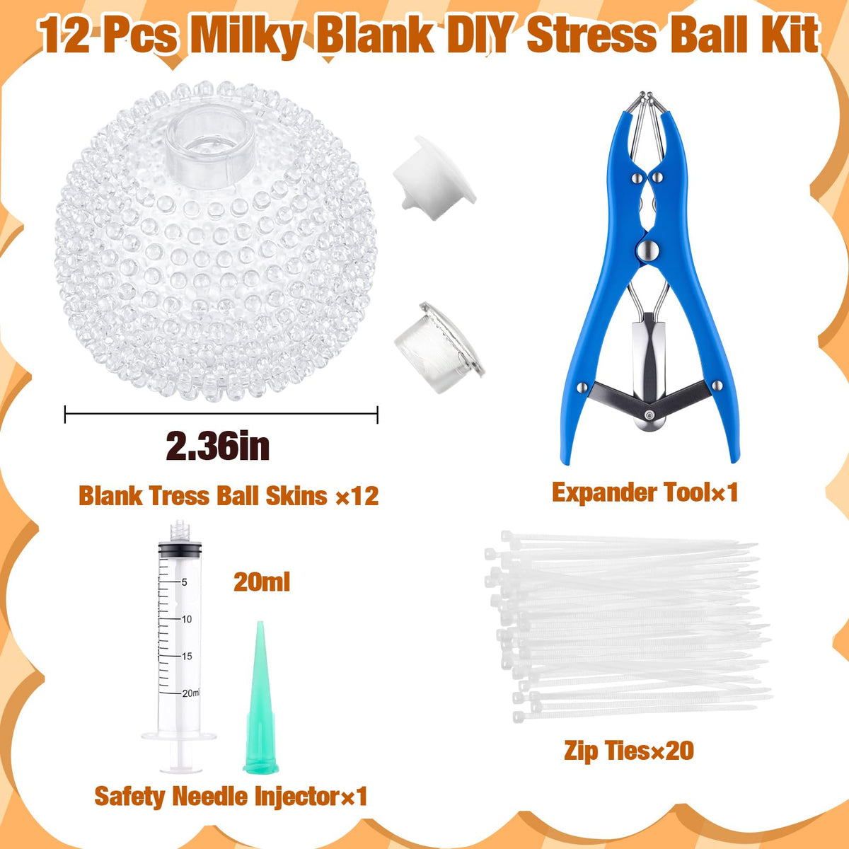 Simgoing kit lids secure durable, reusable stress balls and consistent feel