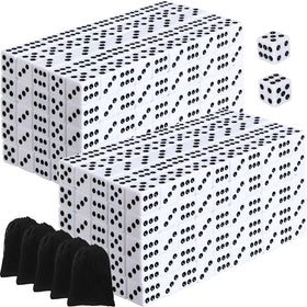 Simgoing 500-piece 16mm dice, white with clear pips for easy readability in games.