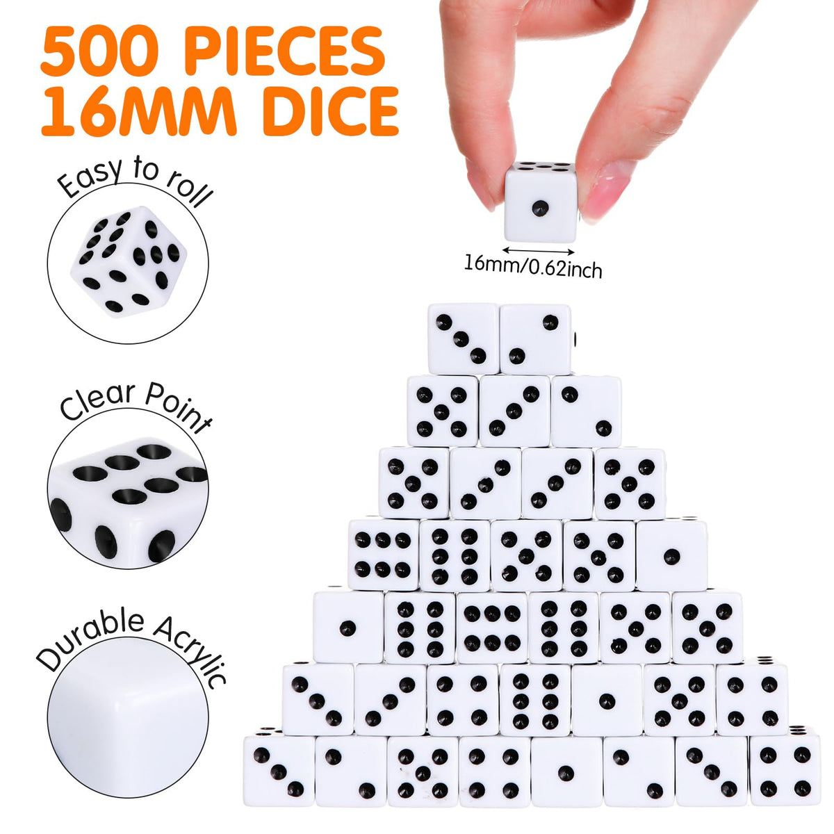 Simgoing 6-sided 16mm dice ready for classroom math and family game night.