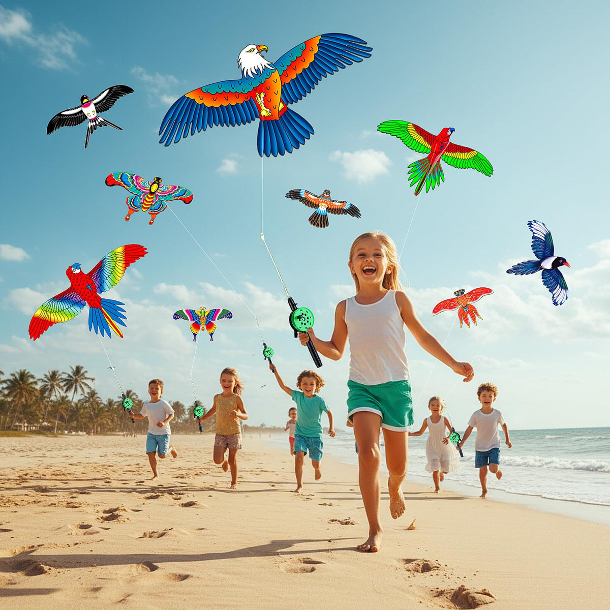 Simgoing parrot kite brings vibrant energy to family days.