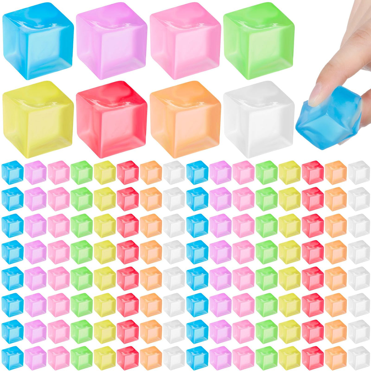 Simgoing ice cube stress balls set in eight colors for portable stress relief.