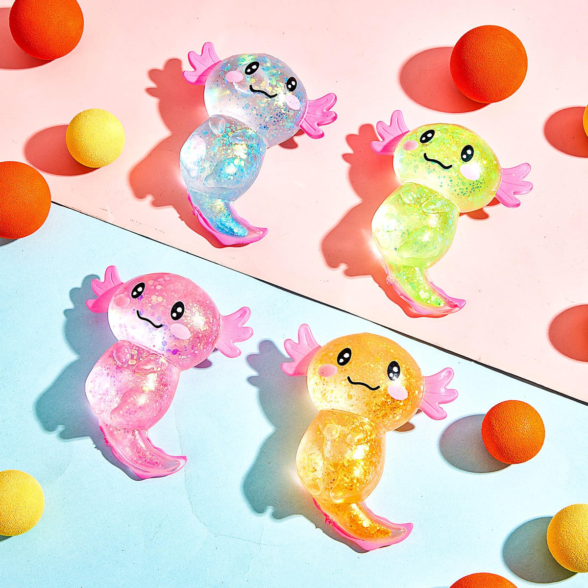 Simgoing axolotl party favors packaging shown for events