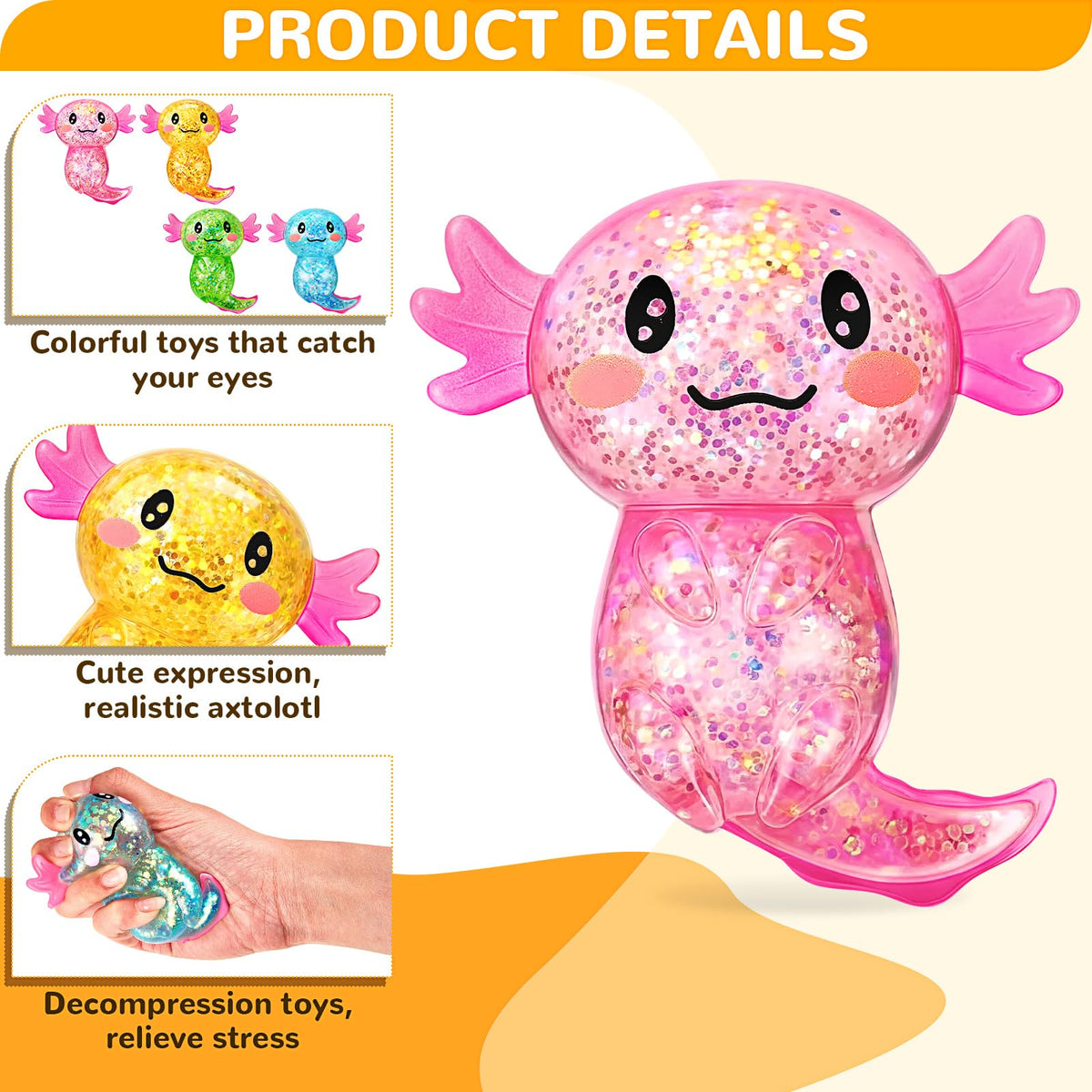 Simgoing axolotl stress toy multicolor design for mood-boosting play