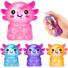 Simgoing axolotl stress toy set shown together, colorful and variety-enhancing.