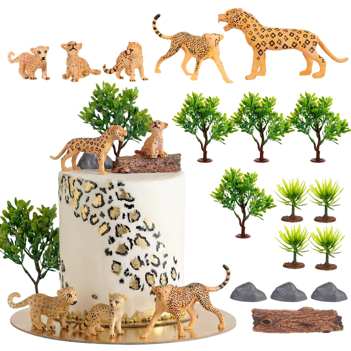Simgoing cheetah cake topper figure adds a bold safari centerpiece to birthday cakes.