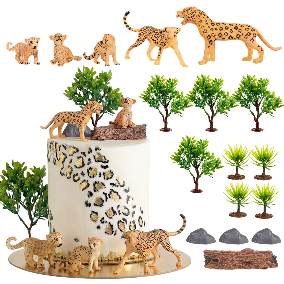Simgoing cheetah cake topper figure adds a bold safari centerpiece to birthday cakes.