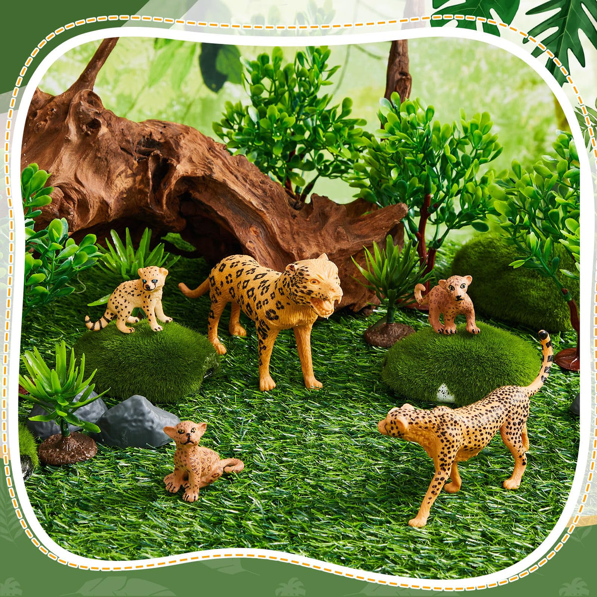 Simgoing walking cheetah topper enhances jungle-theme celebrations with lifelike detail.