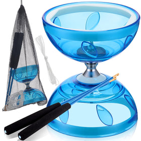 Simgoing Chinese Yoyo Diabolo blue set shown for beginners and performances.
