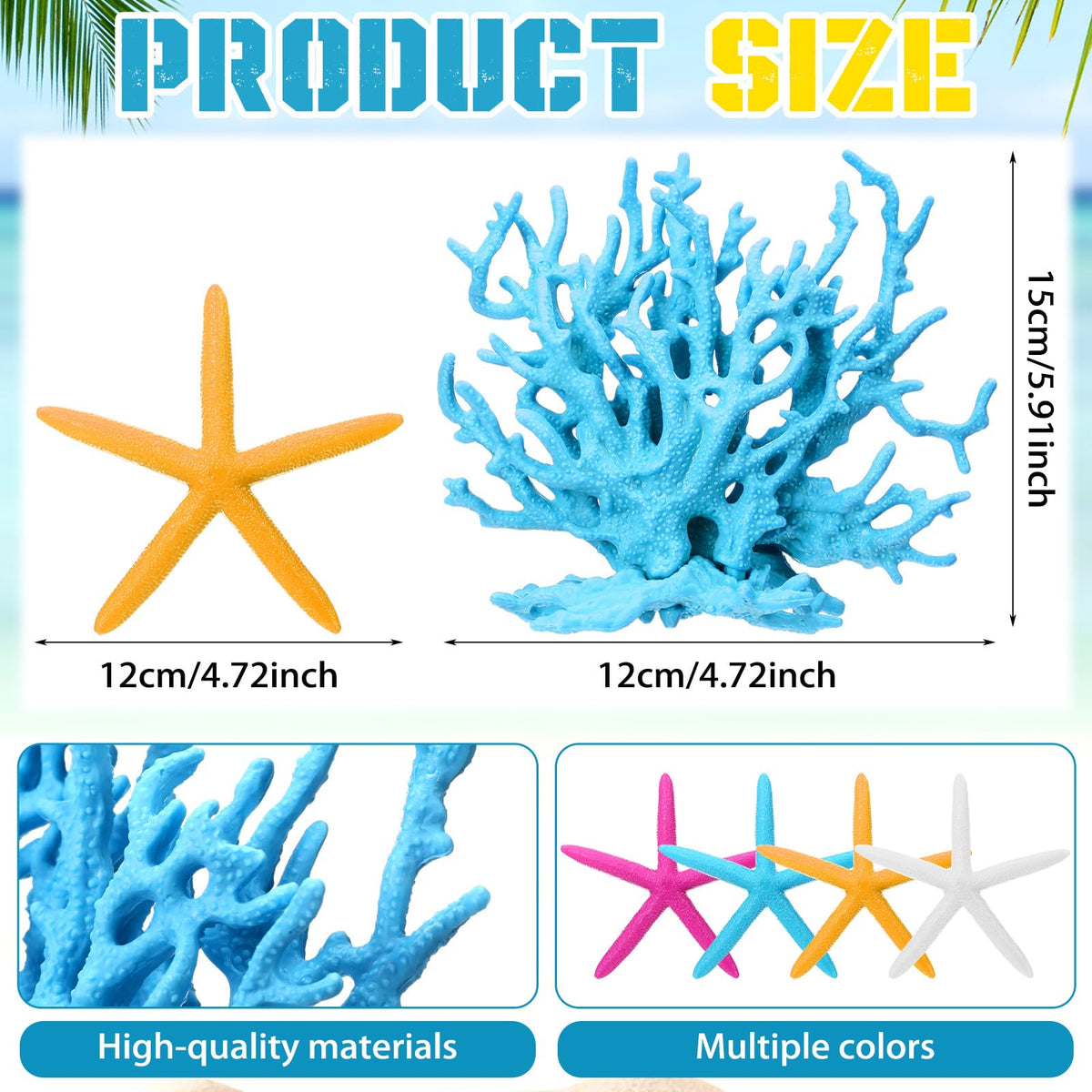 Simgoing coral reef decor, lightweight and durable, ideal for reusable ocean-themed events.