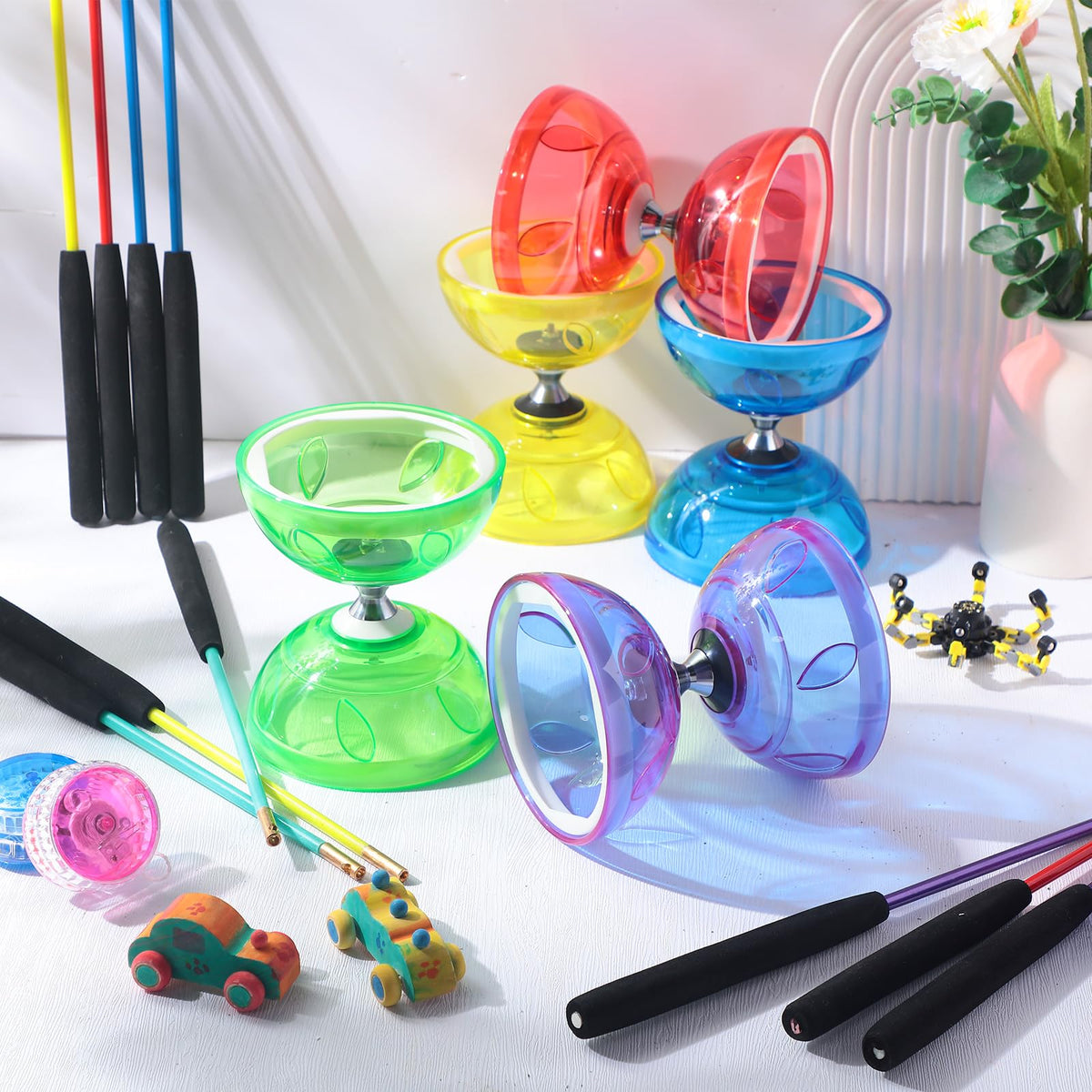 Simgoing diabolo in action for indoor and outdoor practice.
