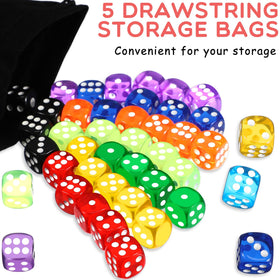 Simgoing drawstring pouches keep dice organized on the go