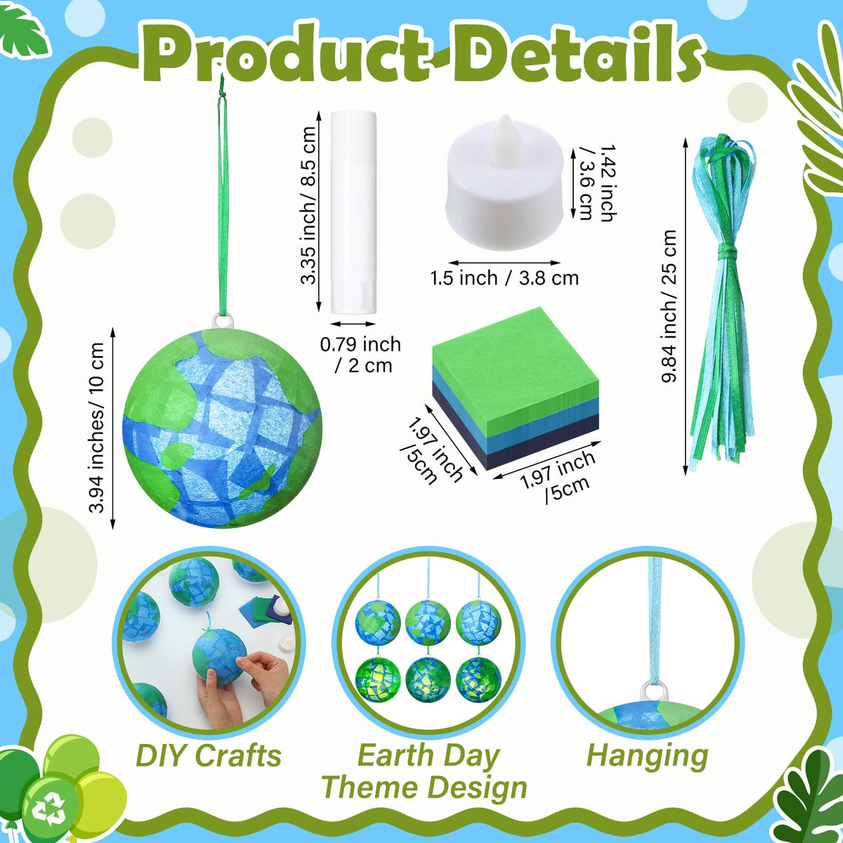 Simgoing Earth Day lantern kit components with LED candles for bright displays.