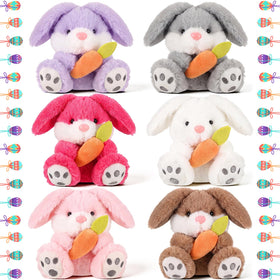 Simgoing Easter plush bunny rose red with carrot, soft cuddle companion for Easter baskets