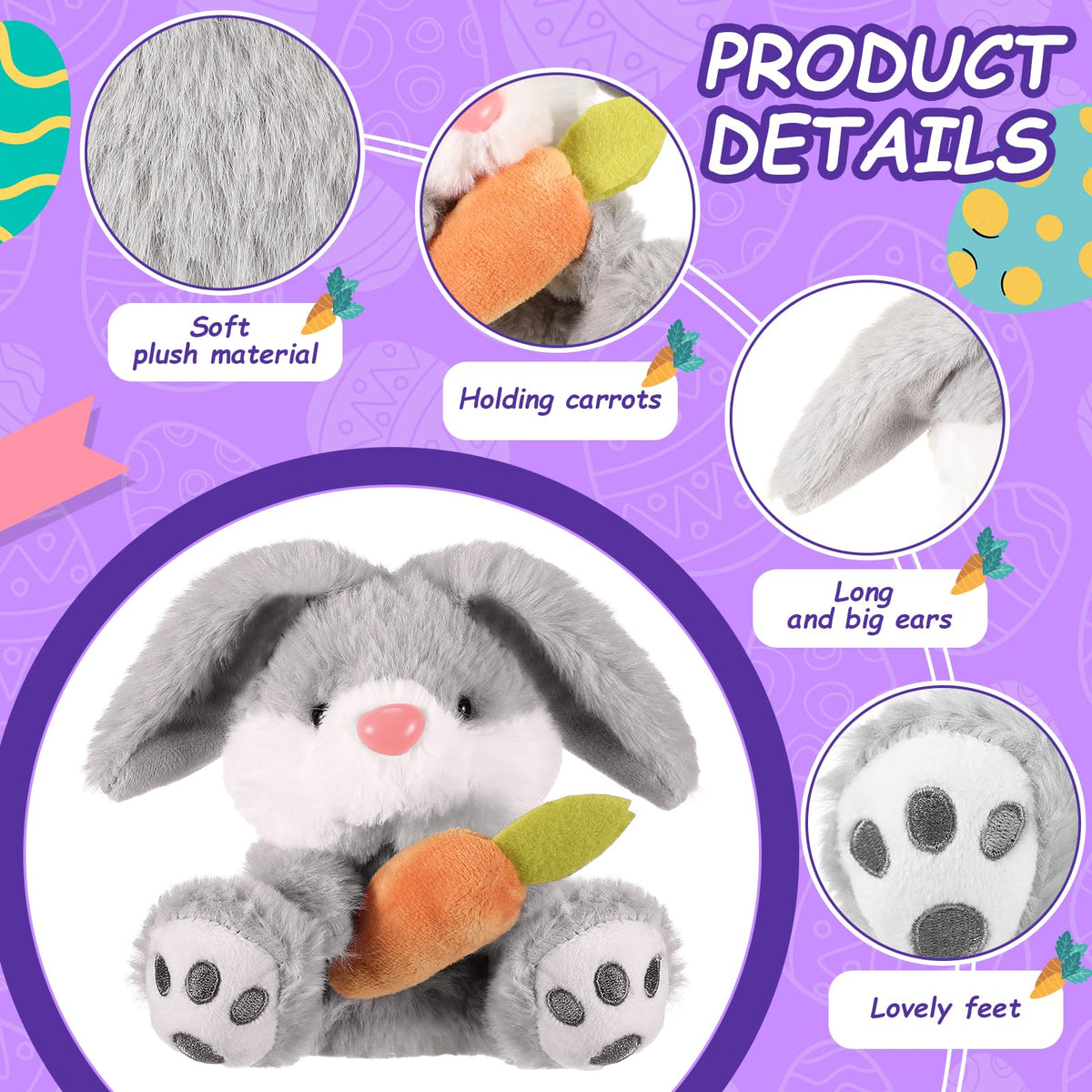 Simgoing white bunny with carrot prop, charming Easter decor accent