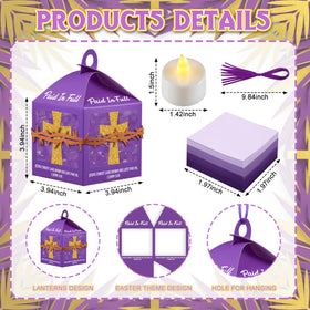 Simgoing Easter cross lantern with LED candles lit, creates warm classroom ambience.