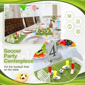 Simgoing footballs set up for fast, casual tabletop matches.