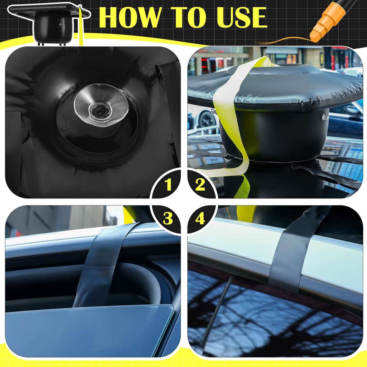 Simgoing black car top hat creates a striking focal point for photos