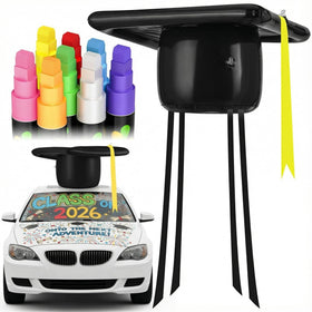 Simgoing graduation cap car topper on a vehicle for bold parade display