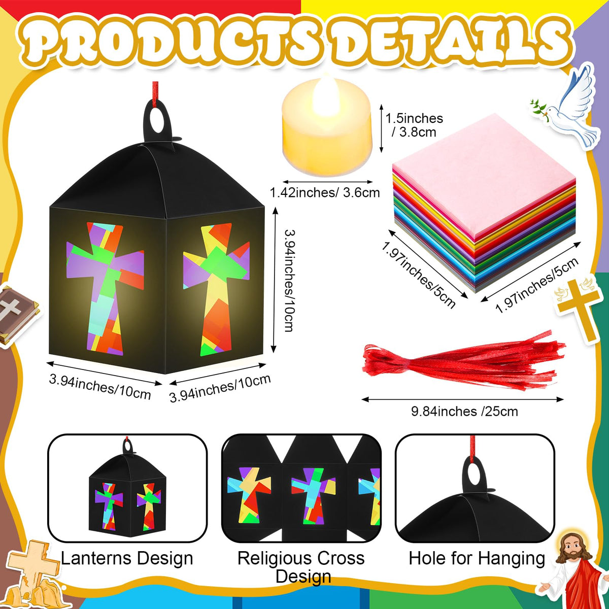 Simgoing LED candle cross lanterns create warm worship space ambiance