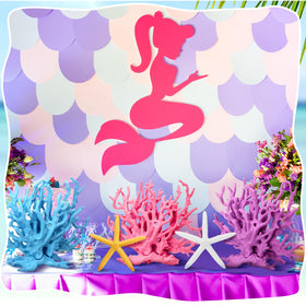 Simgoing mermaid party props elevate dessert tables and backdrops.