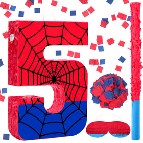 Simgoing number 5 spider web pinata centerpiece with candy.