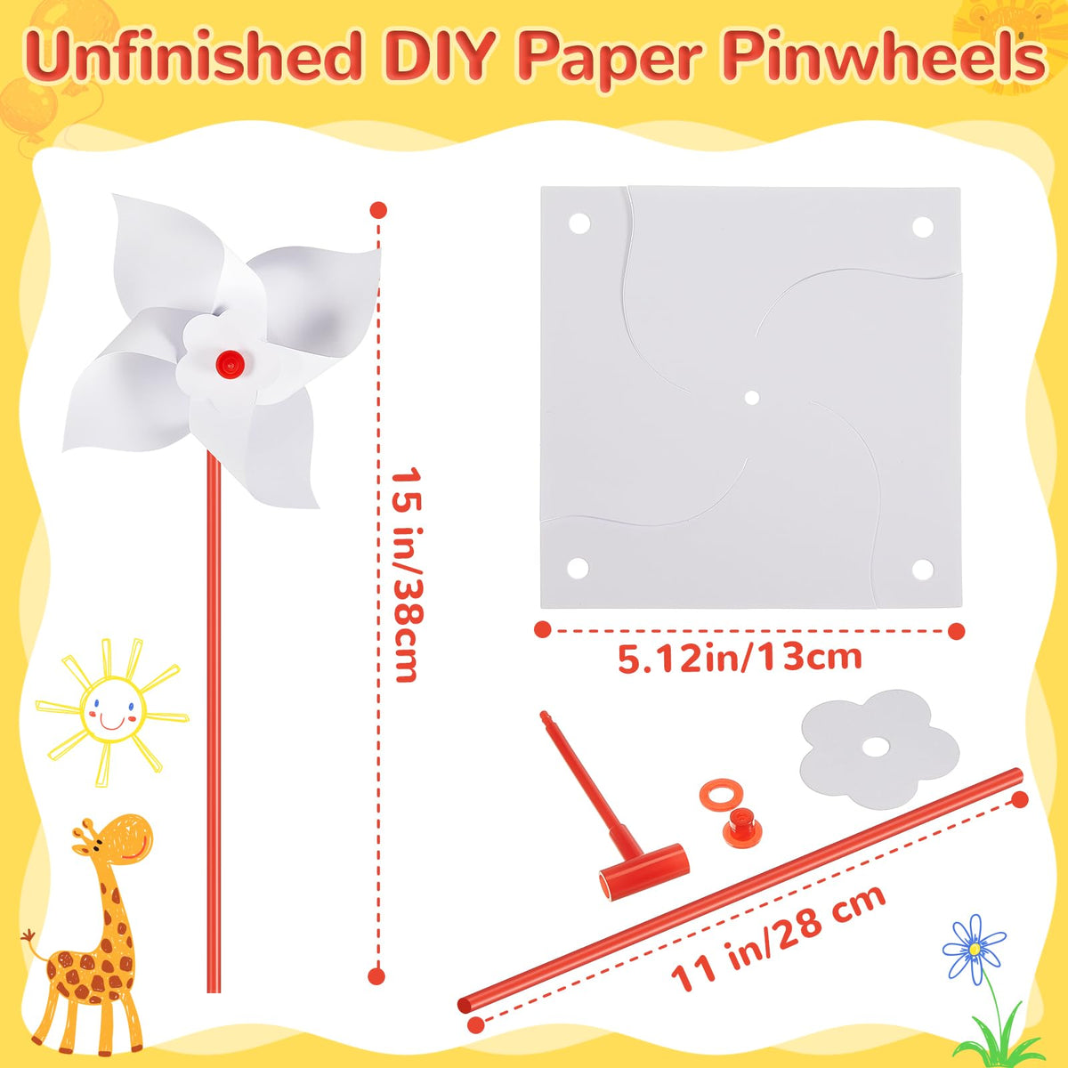 Simgoing paintable pinwheels with plastic sticks, ideal for colorful DIY projects.