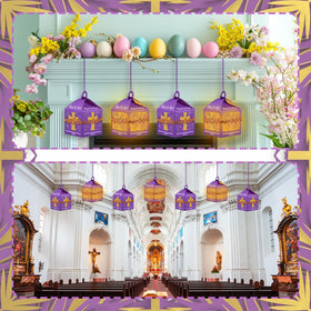 Simgoing ribbons and LED accents enhance vibrant, safe Easter décor.