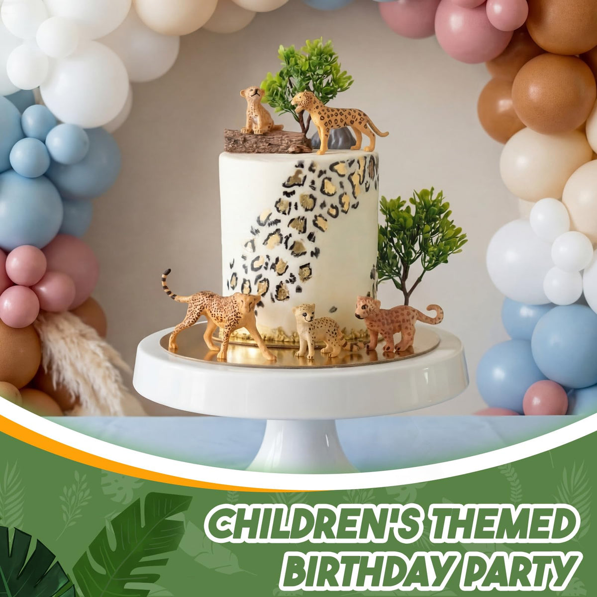 Simgoing safari plant decorations enhance table decor with leaves and stones.