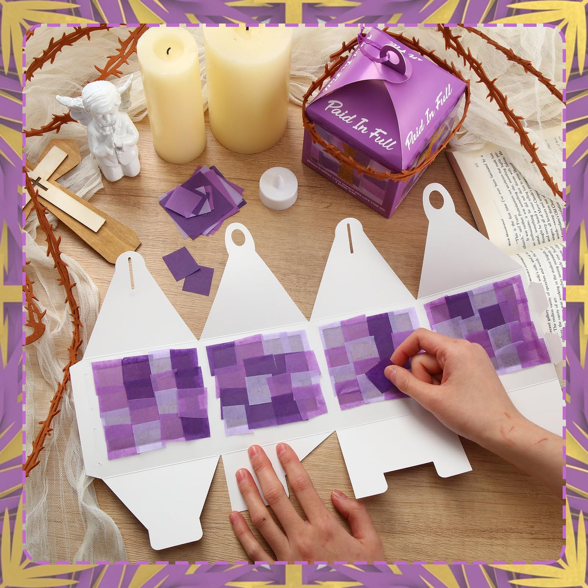 Simgoing snowflake paper details sheets as durable backing for Easter crafts.