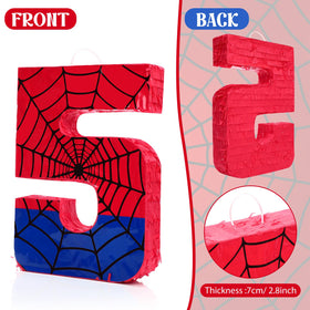 Simgoing spider web pinata hangs as a striking party centerpiece.