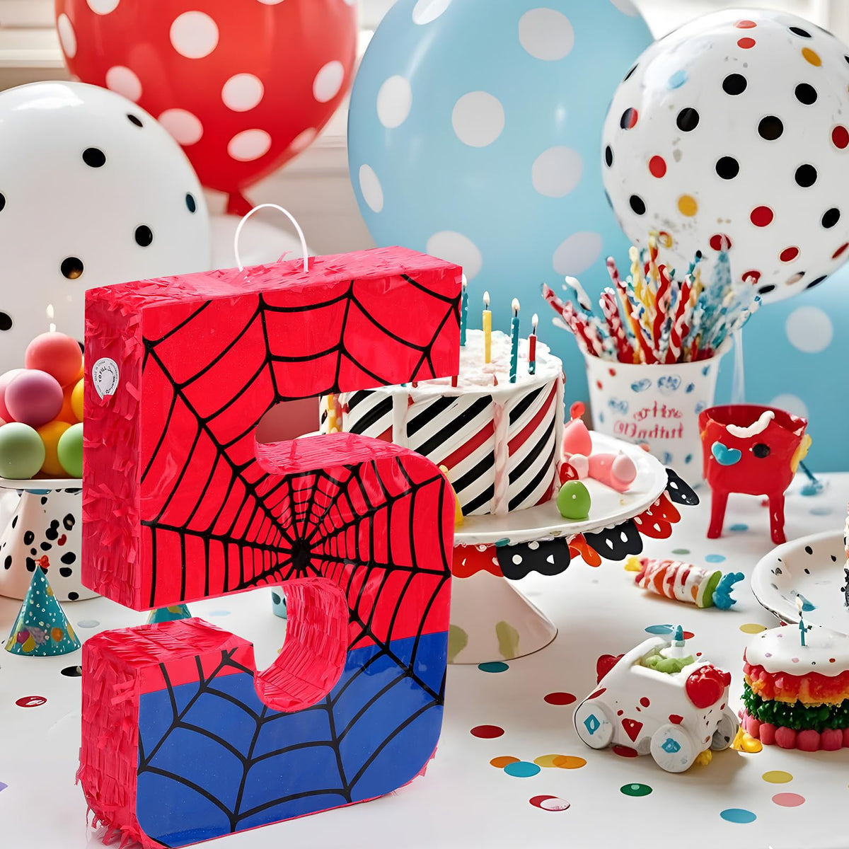 Simgoing spider web pinata doubles as a fun photo prop.
