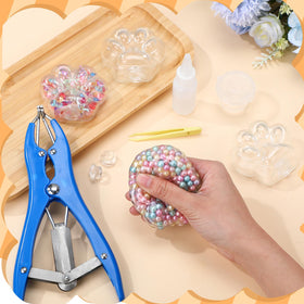 Simgoing glue for quick secure seals on stress ball skins.