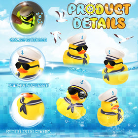 Simgoing yellow rubber duck with sunglasses adds nautical flair to bath time.