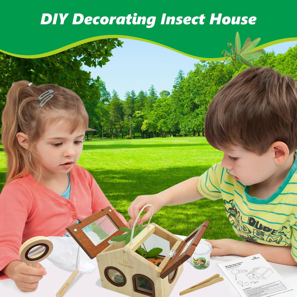 SIMPLIPLAY bug catching net and magnifier set for hands on observation