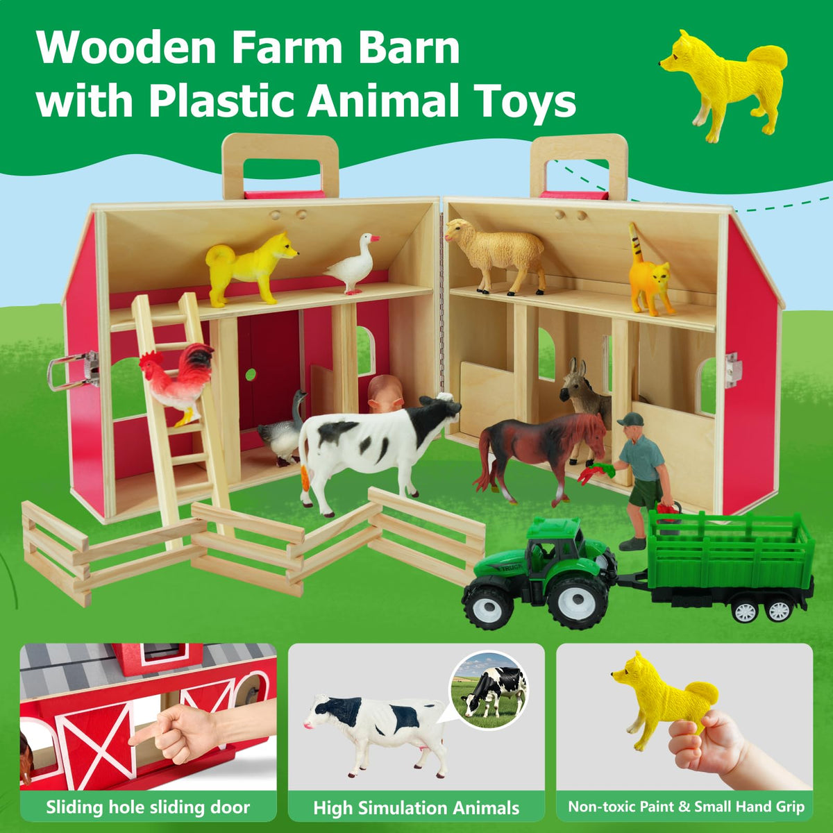 SIMPLIPLAY farm animals figurines cow figure for pretend farming.