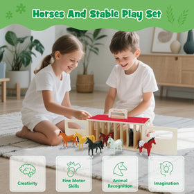 SIMPLIPLAY fold-and-go stable with opening doors, easy to take on trips.