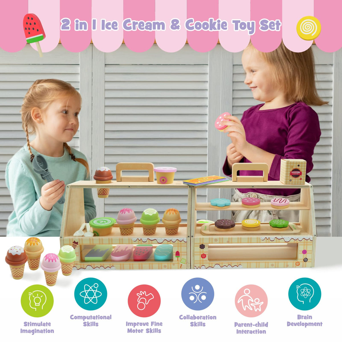 SIMPLIPLAY ice cream cups and blocks for colorful scooping practice.