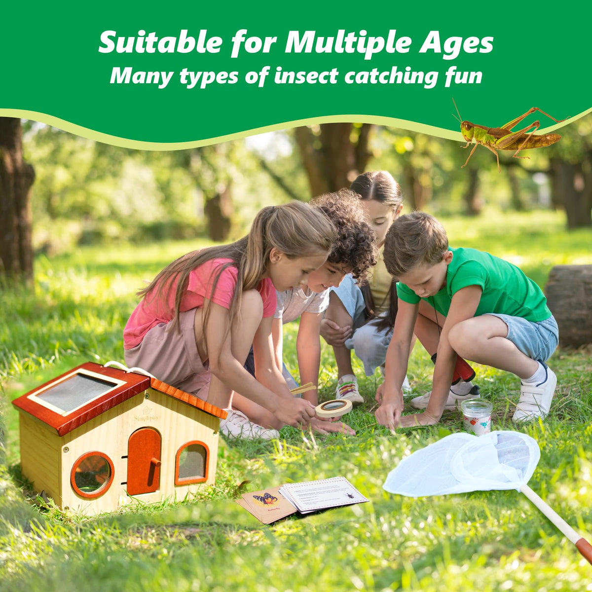 SIMPLIPLAY Kids Explorer Kit triple magnifier for close-up bug viewing