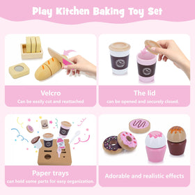 SIMPLIPLAY wooden cupcake encourages creativity and cooperative play during kitchen pretend games.